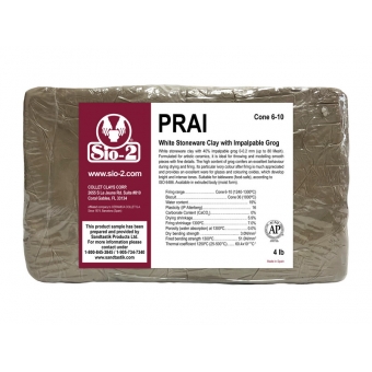 SIO-2® PRAI - White Stoneware Clay with Impalpable Grog, 4 lb Sample